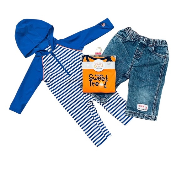 Coolibar Other - Bundle Baby 6M Romper Jeans & Long Sleeve Bodysuit